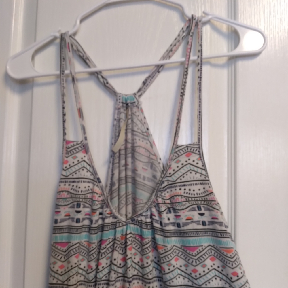 Liberty Love Pastel Tribal Stripe Sleeveless Top Oversized Hi Lo Beach - Picture 2 of 10